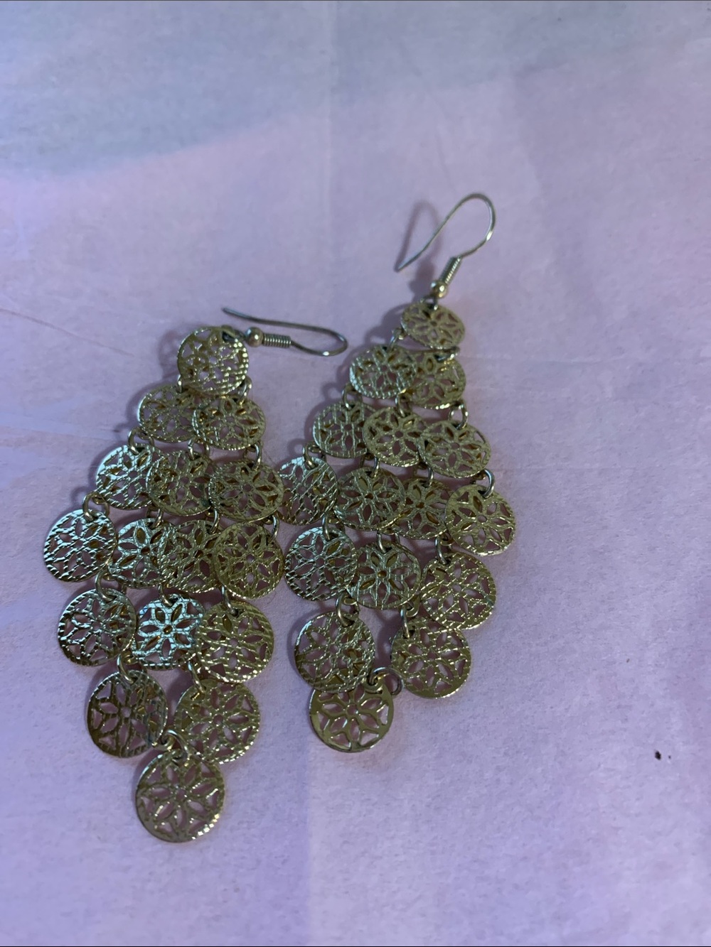 Gold-Tone Filigree Dangle Earrings - Elegant Women Jewelry